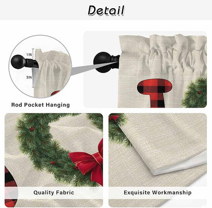 Red Green Christmas Kitchen Tier Curtains 45 Inch Long 2 Panel Set, Rod Pocket - Image 9