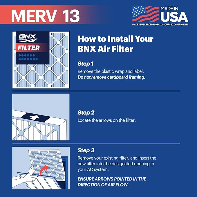 BNX TruFilter 20x25x1 MERV 13 AC Furnace Air Filter - Image 5