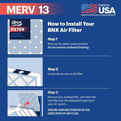BNX TruFilter 20x20x1 MERV 13 AC Furnace Air Filter - Image 6