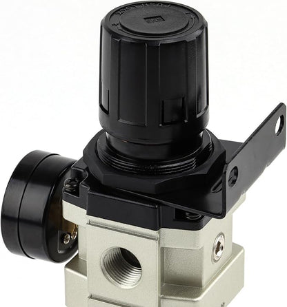 SNS 1/2”NPT Compressed Air Filter Regulator Piggyback Combo, Semi-auto Drain - Image 6