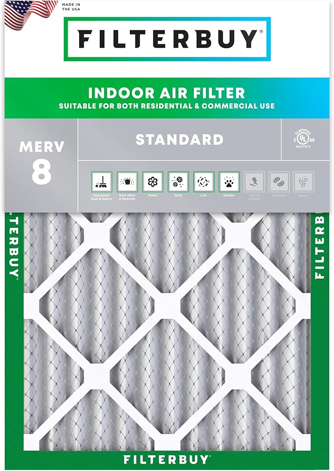 Filterbuy 10x16x2 Air Filter MERV 8 Essential Dust & Allergy Defense, by Filterbuy