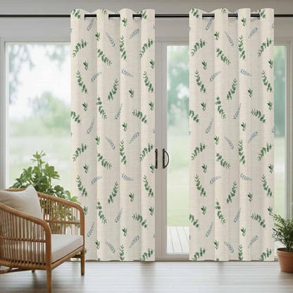 Leaf Outdoor Curtains for Patio Summer Jugal Leaves Pastoral Plant Linen - Image 6