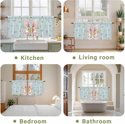 Easter Kitchen Tier Curtains 36 Inch Long 2 Panel Set, Rod Pocket Half Window - Image 8