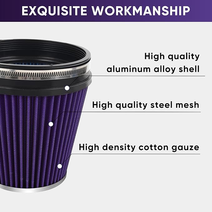 6" 152mm Cold Air Intake Filter Clamp-On Replacement High Flow Inlet Air Filter - Image 3