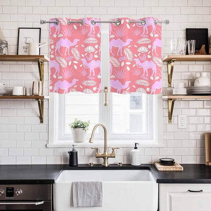 2 Panel Kitchen Cafe Curtains, Desert Camel Sunlight Filtering Nature Air - Image 2
