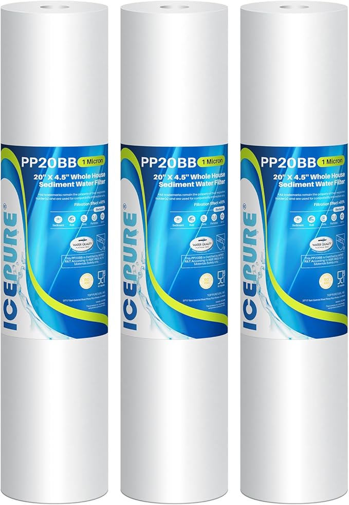 ICEPURE 1 Micron 20" x 4.5" Whole House Sediment Home Water Filter Replacement by ICEPURE