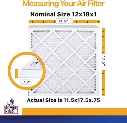 Filter King 12x18x1 Air Filter | 6-PACK | MERV 13 HVAC Pleated A/C Furnace - Image 2