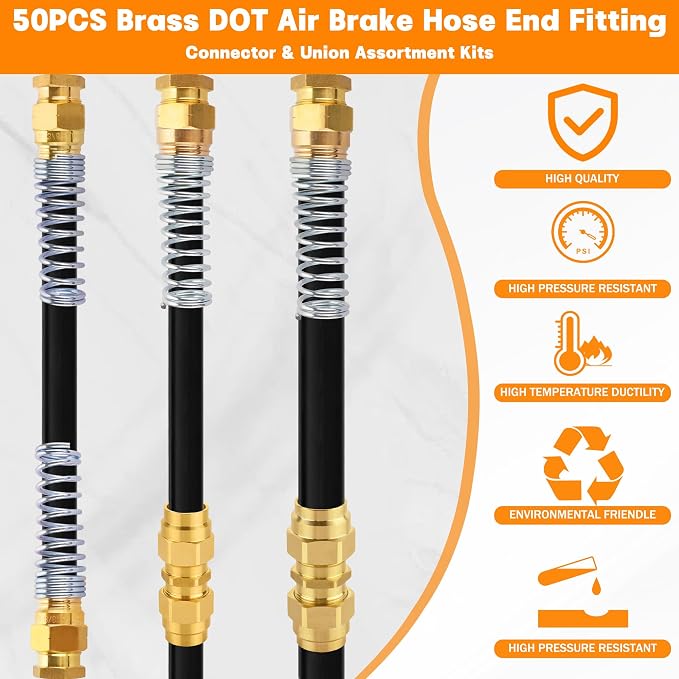 32PCS Brass DOT Air Brake Hose End Fitting Kit - Image 5