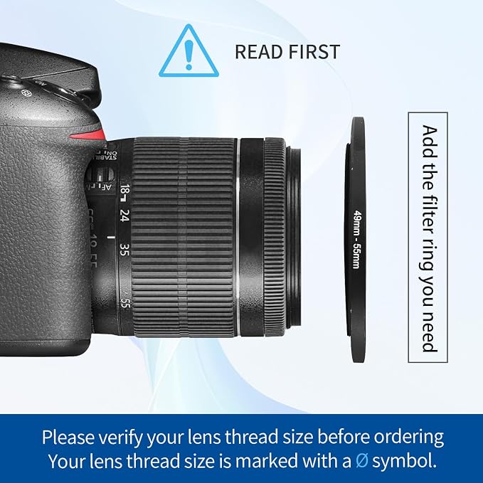 49-55mm Step-Up Ring Adapter, 49mm to 55mm Step Up Filter Ring - Image 4