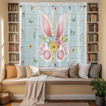 Easter Window Curtains 63 Inch Long 2 Panel Set, Rod Pocket Bedroom Curtains & - Image 3