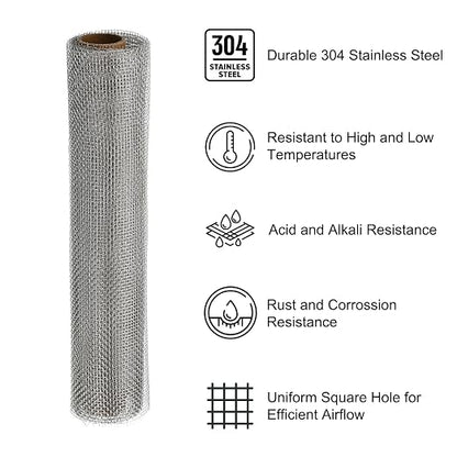 PATIKIL 40"L x 16"W Woven Wire Mesh, 12 Mesh 304 Stainless Steel Air Vent - Image 3