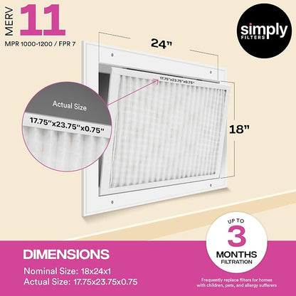 Simply 18x24x1 Air Filter, MERV 11, 12 Pack, - Image 3
