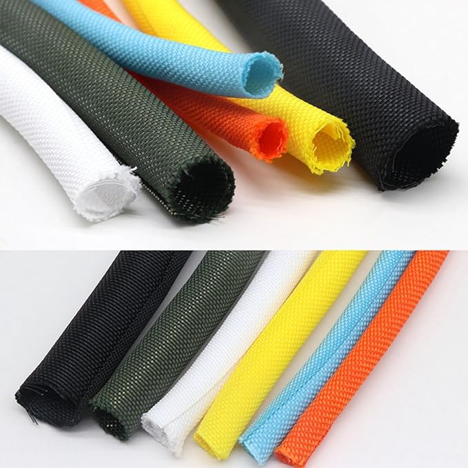 HOLED 3/16 inch Split Braided Cable Management Sleeve for USB Cable Power Cord Audio Video Cable, Wire Loom Cord Protector from Cat Dog Chewing (Orange, 10FT)