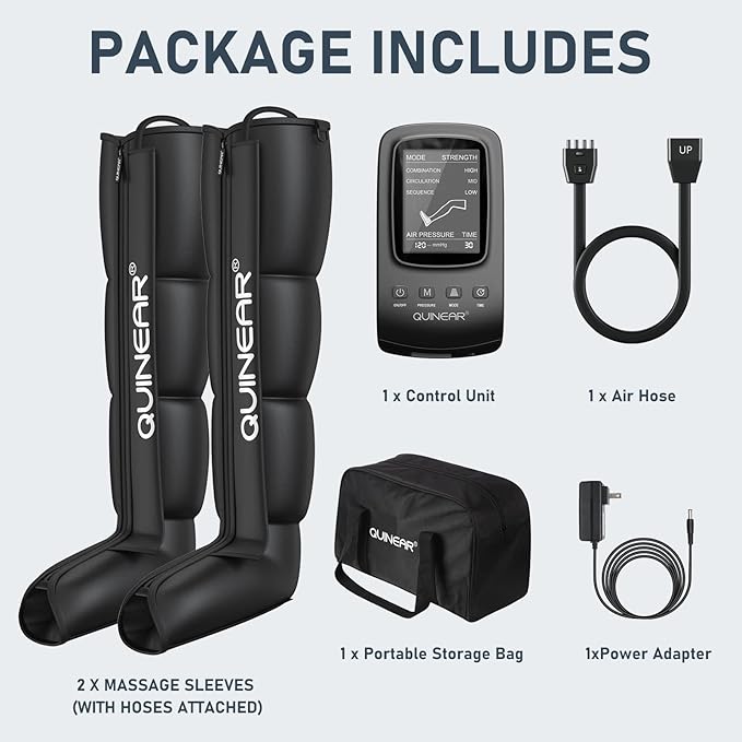 QUINEAR Air Compression Recovery System, Professional Sequential Device for Massage Therapy, Foot and Leg Recovery Boots to Improve Circulation for Athletes, FSA-HSA Eligible (Large)
