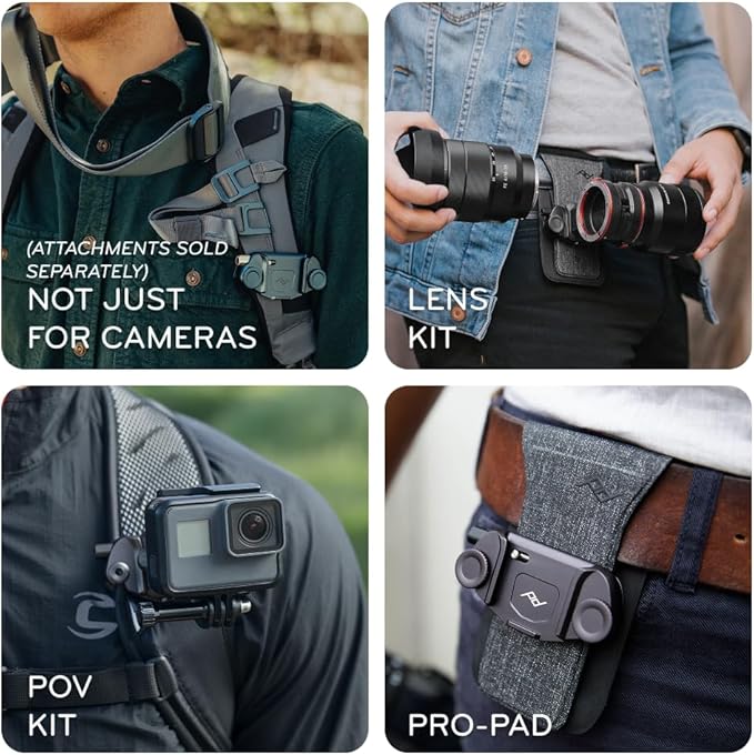 Peak Design Capture Camera Clip V3, Silver with Plate, Holds DSLR, Compact and Point and Shoot Bodies, Secure, Stable and Accessible, Attaches to Straps and Belts, Quick Release, 200 lb Capacity