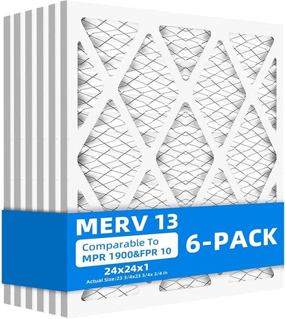 24x24x1 Furnace Air Filters, MPR 1900 & FPR 10, MERV 13 Pleated Air Filter by Chenzhit