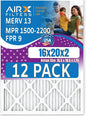 16x20x2 Air Filter MERV 13 Rating, 12 Pack of Furnace Filters Comparable to MPR by AIRXFILTERSWICKEDCLEANAIR