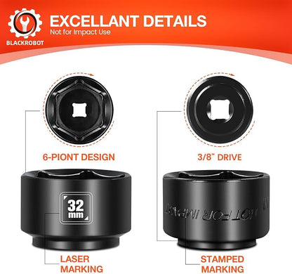 BLACKROBOT 32mm Low Profile Oil Filter Socket, 3/8" Drive 6-Point Oil Filter - Image 4