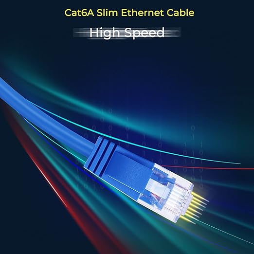 Rapink Patch Cables Cat6a 0.5ft (10 Pack) Slim, Cat6a Ethernet Patch Cable 10G Support, Snagless Cat 6 Patch Cable for Patch Panel to Switch, Flexiable Cat 6a Ethernet Cable with Gold Plated