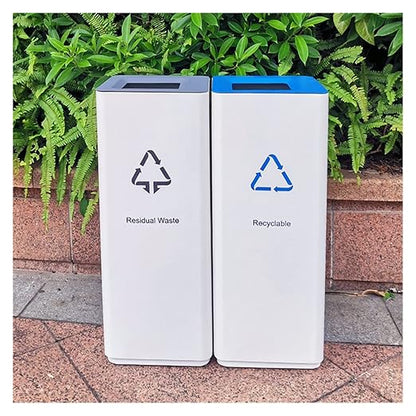 GLigeT Outdoor Trash can White Combined Trash Can Large-Capacity Square Sorting by Unknown