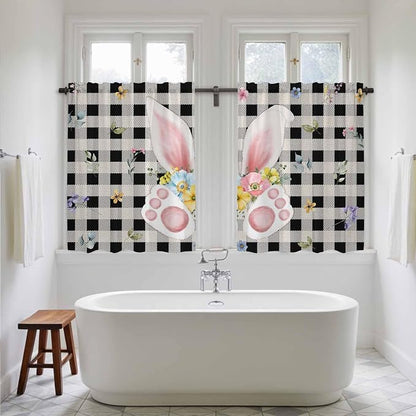 Easter Kitchen Curtains 45 Inch Long 2 Panel Set, Rod Pocket Window Treatment - Image 5