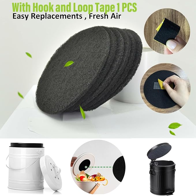 6.7 inch Kitchen Compost Bin Charcoal Filter Replacements, 12 Pack Compost Pail - Image 2