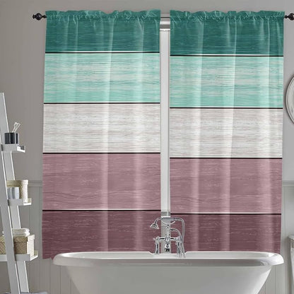 Retro Farm Woodcuts Texture Window Valance Curtains, 2 Panel by IDOWMAT