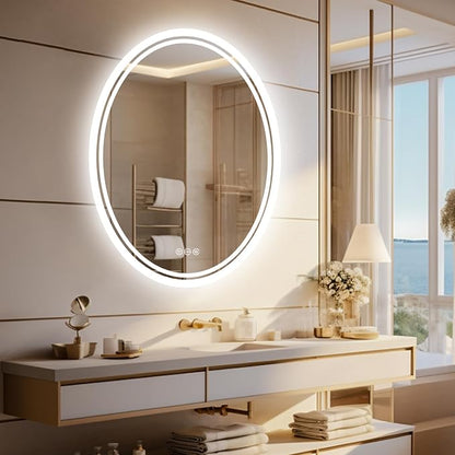 LUVODI Lighted LED Bathroom Mirror: 28”x20” Oval Anti-Fog Dimmable Wall Mounted by LUVODI