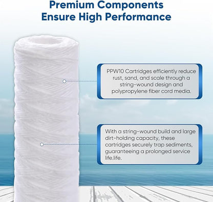 PUREPLUS 10 Micron 10"x2.5" Whole House String Wound Sediment Filter - Image 4