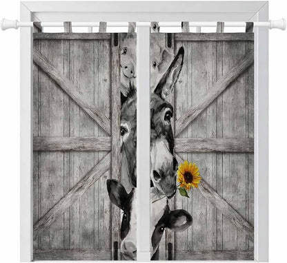 Funny Farm Animals Bathroom Curtains 63 Inch Length, Window Curtains Tab Top by Unknown