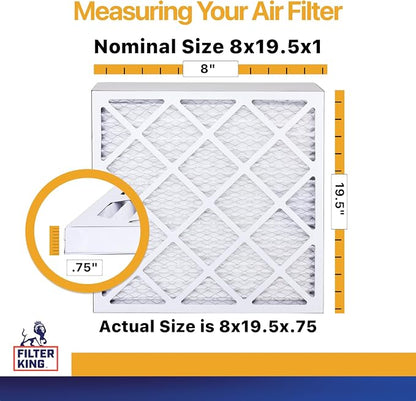 Filter King 8x19.5x1 Air Filter | 4-PACK | MERV 13 HVAC Pleated A/C Furnace - Image 2