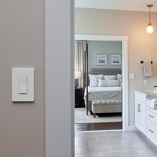 Lutron Diva Smart Dimmer Light Switch for Caseta Lighting (Lutron Smart Hub Required), for LED Lights, 150W, Single-Pole/3-Way, No Neutral, White, 9 Pack