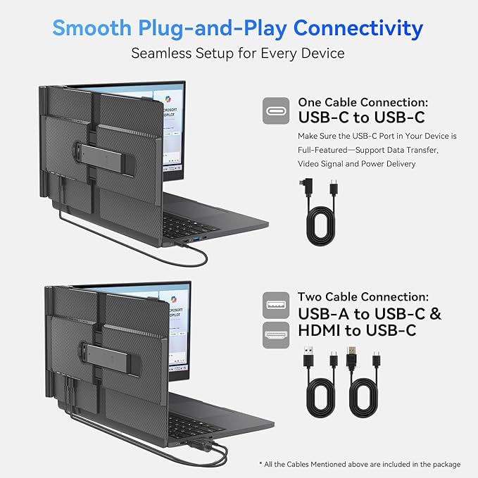 Blackview Laptop Screen Extender, 1.3lbs Ultra-Light & 0.17" Ultra-Slim, 14" FHD 1080P IPS Portable Laptop Monitor Extender, Travel Dual Monitor for 13-17",Plug & Play for Windows/Mac/Android/Switch