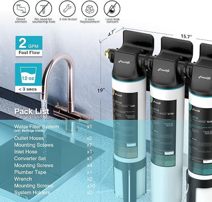 Frizzlife TW15 Under Sink Water Filter System, NSF/ANSI 53&42 Certified Elements - Image 5