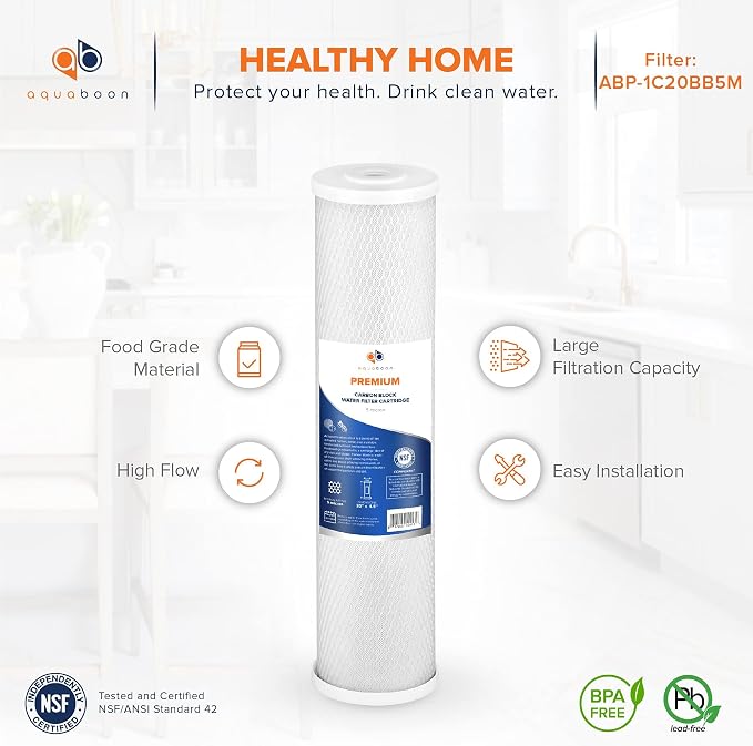 Aquaboon 5 Micron 20 x 4.5 Premium CTO Activated Carbon Water Filter Cartridge - Image 4