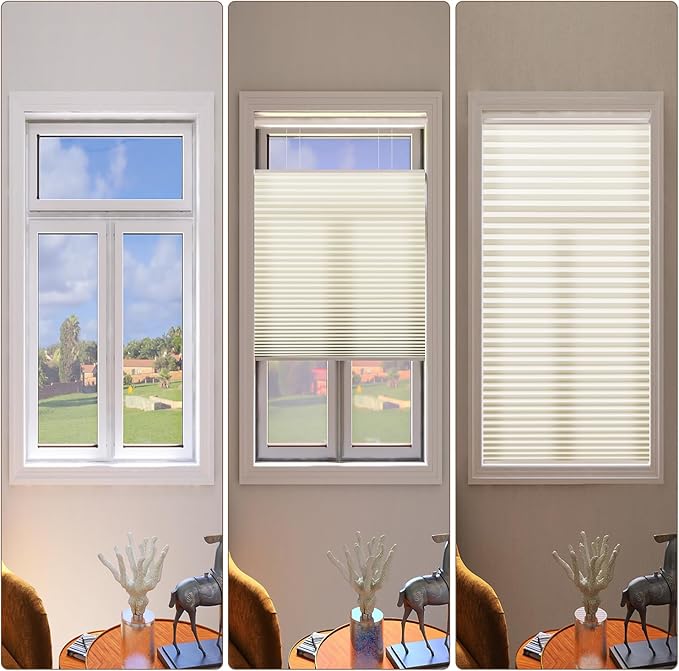 LEXEN Smart Top Down Bottom Up Honeycomb Shades - WiFi Enabled Motorized Cellular Blinds Compatible with Alexa/Google Home Double Cellular Fabric Light Filtering Insulated Custom Sizes-Black