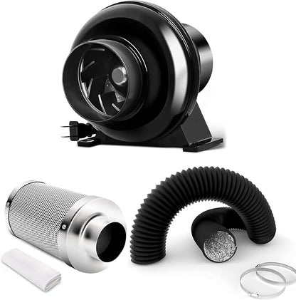 iPower 4 Inch 195 CFM Inline Fan Circulation Vent Blower, Air Carbon Filter and by iPower