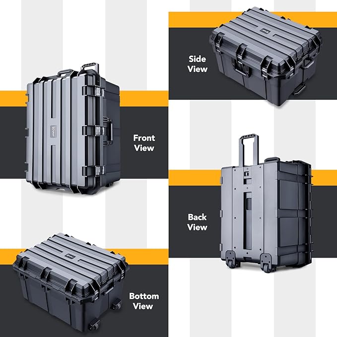Lykus HC-7240 Large Waterproof Hard Case with Wheels and Customizable Foam, Interior Size 28.3x21.6x15.6 inch, Suitable for cameras, lenses, electronic equipment and more