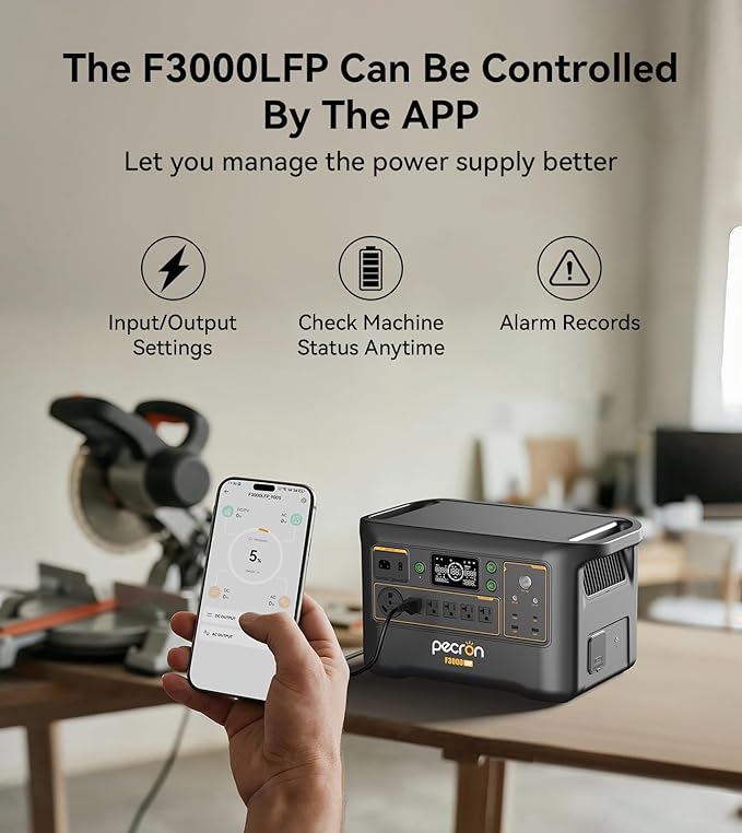 Pecron Portable Power Station F3000LFP with 3072Wh Extra Battery, 200W Solar Panel*1, 3072Wh Solar Camping Generator, 3600W Solar Generator for RV, Home Use, CPAP