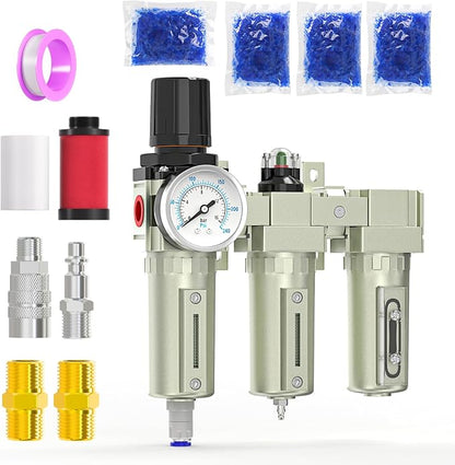 1/2" NPT Heavy Duty Industrial Grade 3 Stage Air Drying System, Auto Drain by MEANLINMEASURE