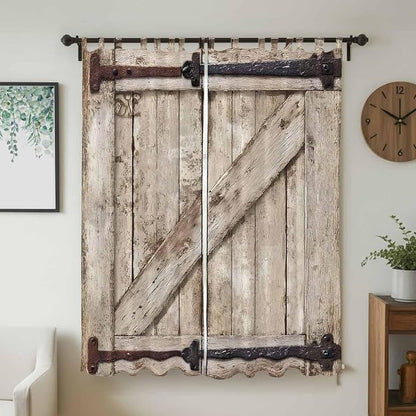 Farmhouse Wood Grain Living Room Curtains 96 Inch Length, Window Curtains Tab - Image 2