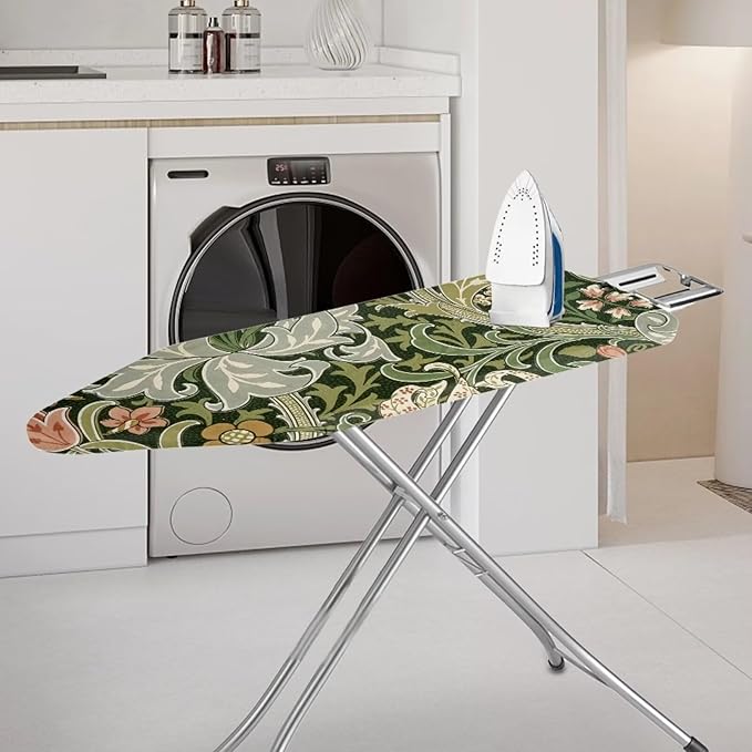 ZXFYGDX Cover for Ironing Board, William Morris Prints Table Top Ironing Board Cover with Nylon Buckle Straps and Elastic Edges Easy to Install, Standard Size Suitable for 14x45 Inch Ironing Board S