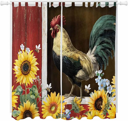 Chicken Sunflowers Living Room Curtains 96 Inch Length, Window Curtains Tab Top by Unknown