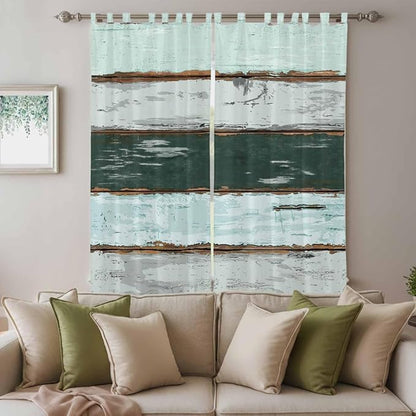 Blue Teal Living Room Curtains 84 Inch Length, Window Curtains Tab Top - Image 3