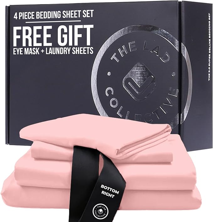 THE LAD COLLECTIVE 3.0 King Bedding Set - 4-Piece Bedset w/Fitted Sheet, Top Sheet & 2 Standard Pillowcases [Duvet Not Included] - Bamboo-Cotton - Acadia