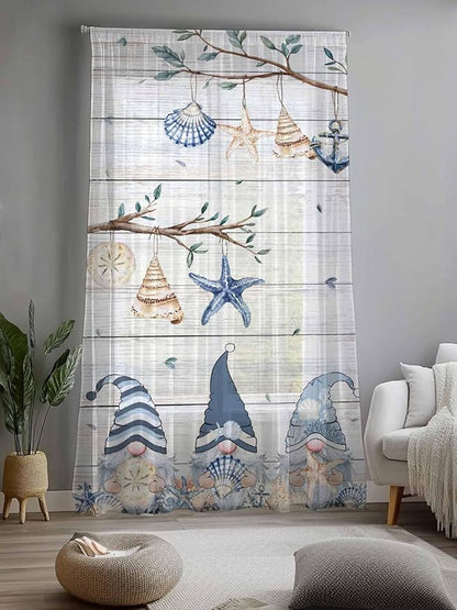 Sheer Curtains 96 Inches Long, Coastal Eucalyptus Semi Sheer Curtains Light - Image 2