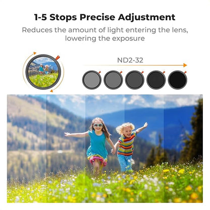 K&F CONCEPT 43mm Black Diffusion Mist Effect 1/4 & Variable ND2-32 & Circular - Image 5