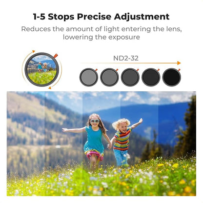 K&F CONCEPT 58mm Black Diffusion Mist Effect 1/4 & Variable ND2-32 & Circular - Image 5