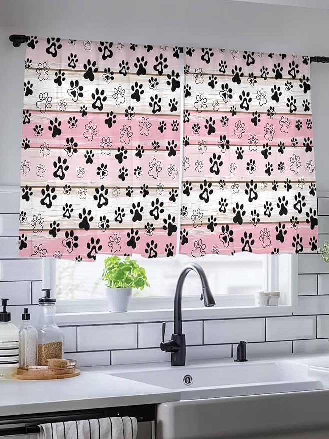 Sheer Curtains 54 Inch Length, Vintage Farmhouse Country Wooden Grain Privacy - Image 5