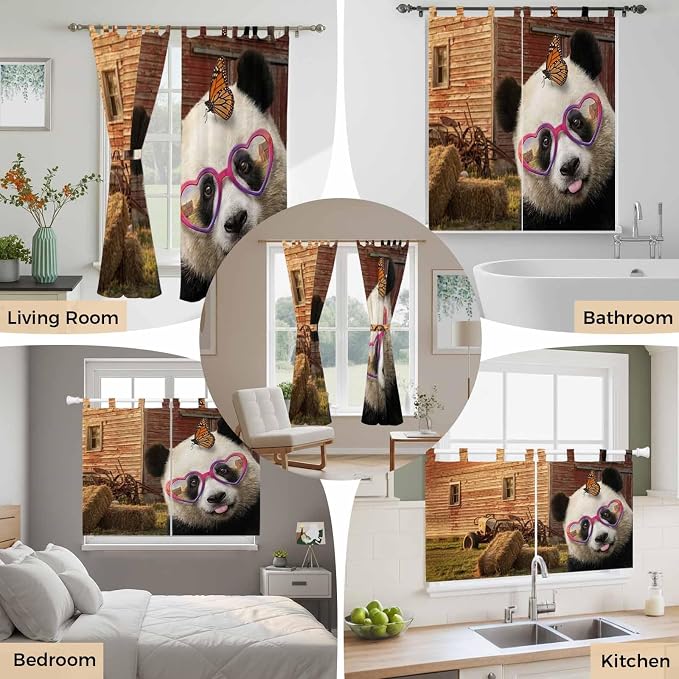 Farm Panda Kitchen Curtains 45 Inch Length, Short Cafe Window Curtains Tab Top - Image 7
